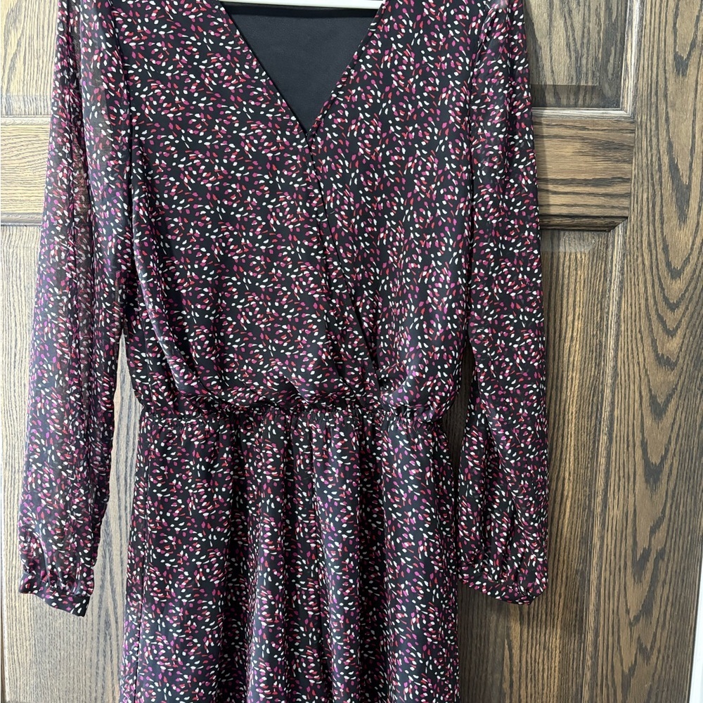 Express Long Sleeve Romper (shorts)  - Black and Pink Floral